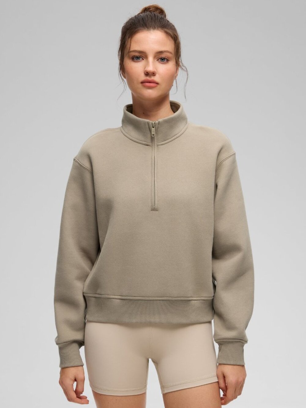 Fleece Lined Half Zip Funnel neck Sweatshirt